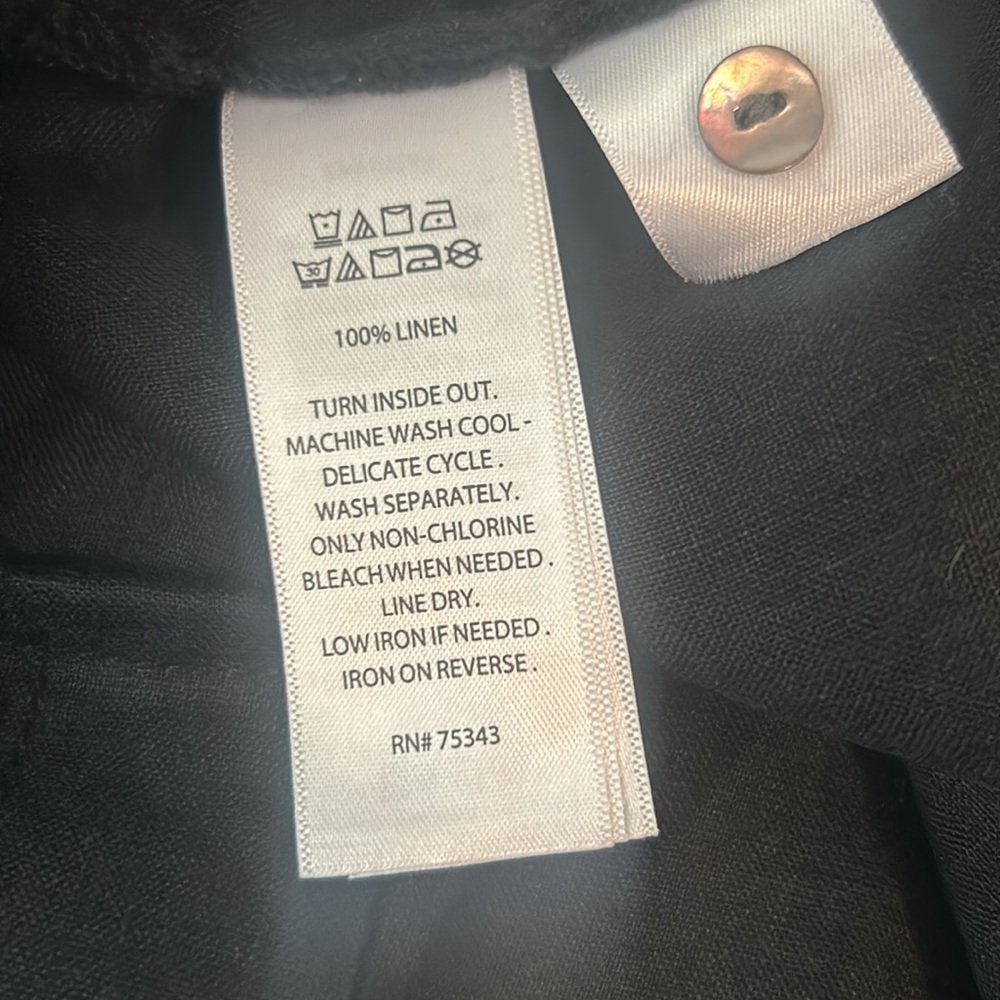100% Linen Rachel Roy Black Button-Up Shirt Spring Summer Women’s Large - Picture 5 of 5